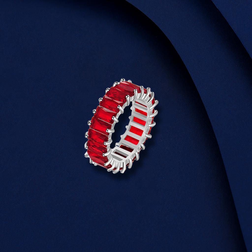 Fashion Rectangular Ring Hip-hop Colored Cubic Zirconia Universal Ring For Men And Women