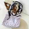 2 Taro Purple Bow Pleated Shoulder Strap Fairy One Shoulder Crossbody Tote Bag Women's Large Capacity Canvas Bag