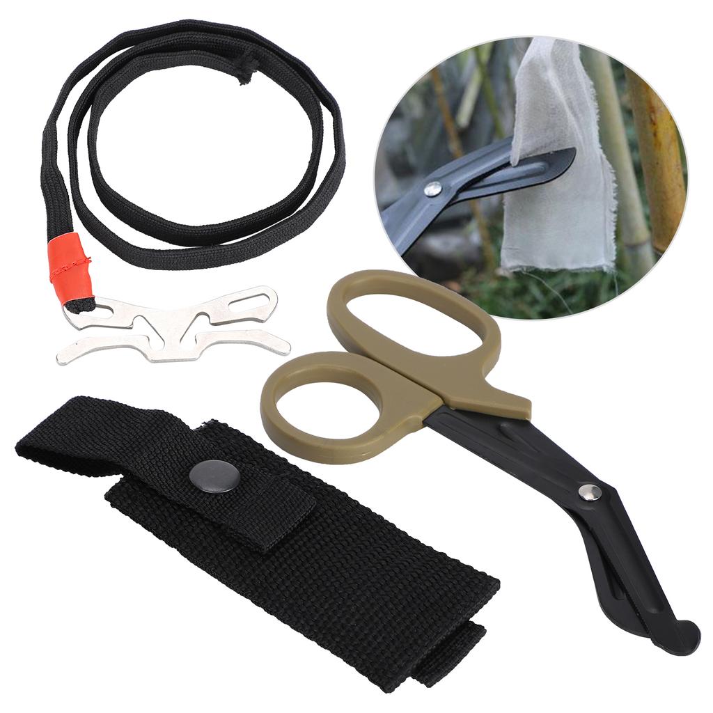 Ножницы для перевязки Ножницы для выживания в чрезвычайных ситуациях Тонкие зубья для резки Холщовая сумка Жгут