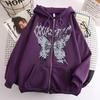 European and American popular zipper sweater, new retro butterfly hoodie men's and women's coat top