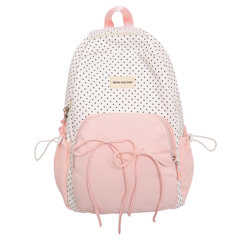 Контрастный горошек Mochilas Mujer Бант Рюкзак Преппи Стиль Студенческая сумка Корейский Милый Bolsas Рюкзак Ins Сумки на молнии для женщины