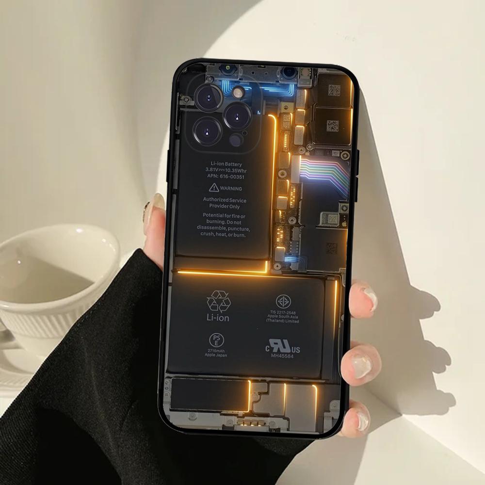 Inside Circuit Board Phone Case For IPhone 16 15 14 11 12 13 Mini Pro XS Max Cover 6 7 8 Plus X Funda Shell