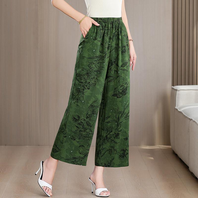 Большие размеры Летние женские брюки Высокая талия Свободная винтажная одежда Эластичный пояс Летние брюки