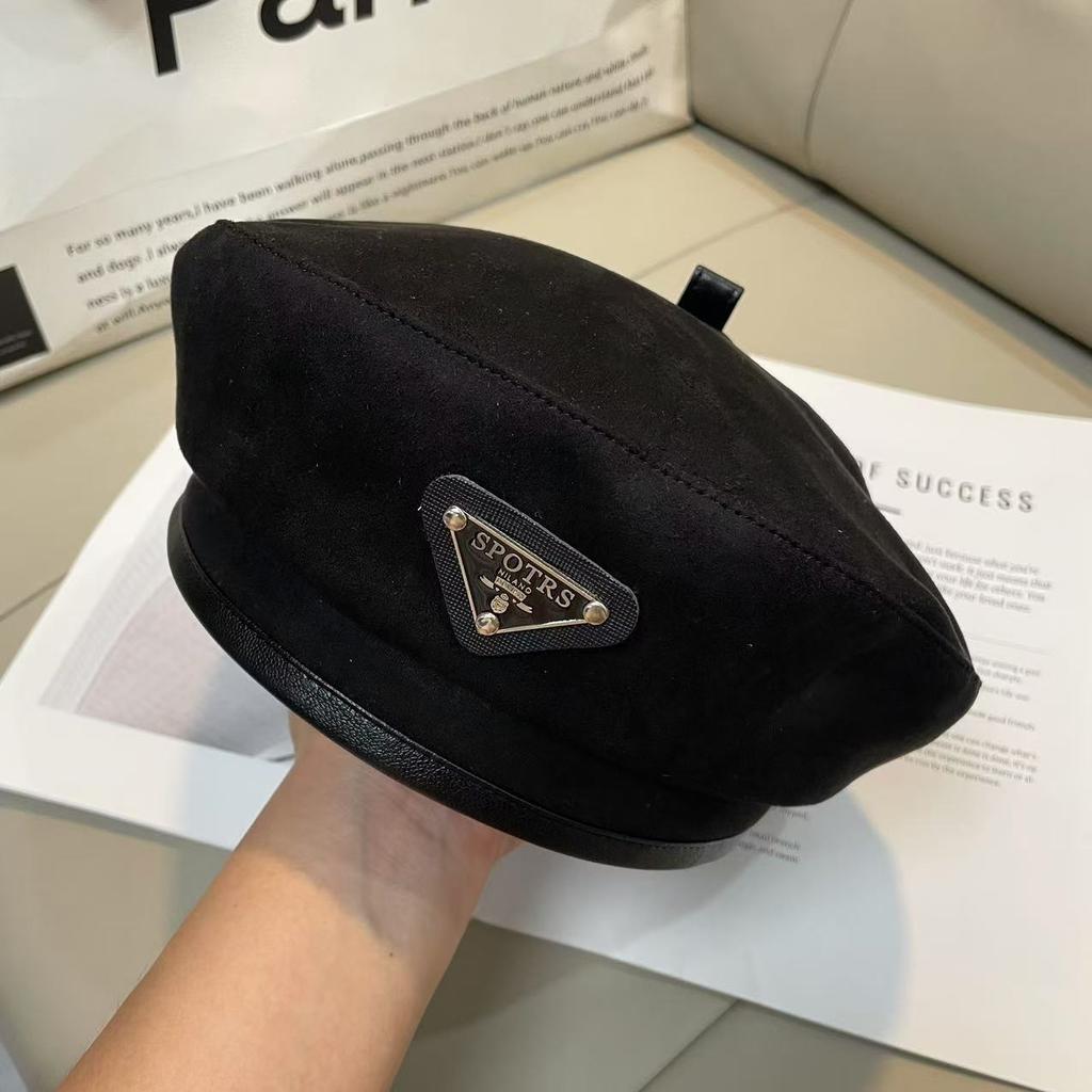 Осенне-зимний треугольный вельветовый восьмиугольный берет из искусственной замши, женский, японский, ретро, подходящий ко всему, подчеркивающий лицо, берет шляпа маленького художника