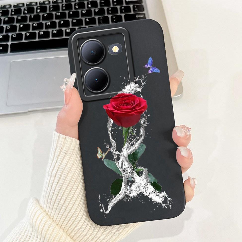 For Vivo Y36 5G V2248 Case For Vivo Y27 5G V2302 Cover Silicone Luxury Fashion Flowers Kawaii Cute Cat Funny Phone Case Bumper