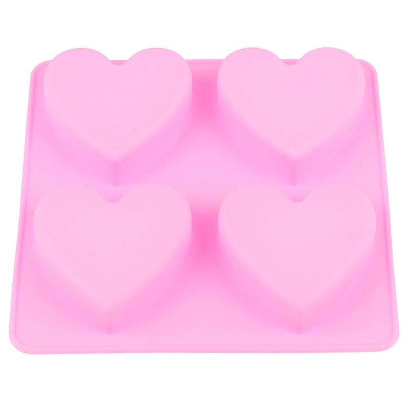 Силиконовая форма для мыла ручной работы с 4 полостями, сердце, 3D-свеча для изготовления мыла