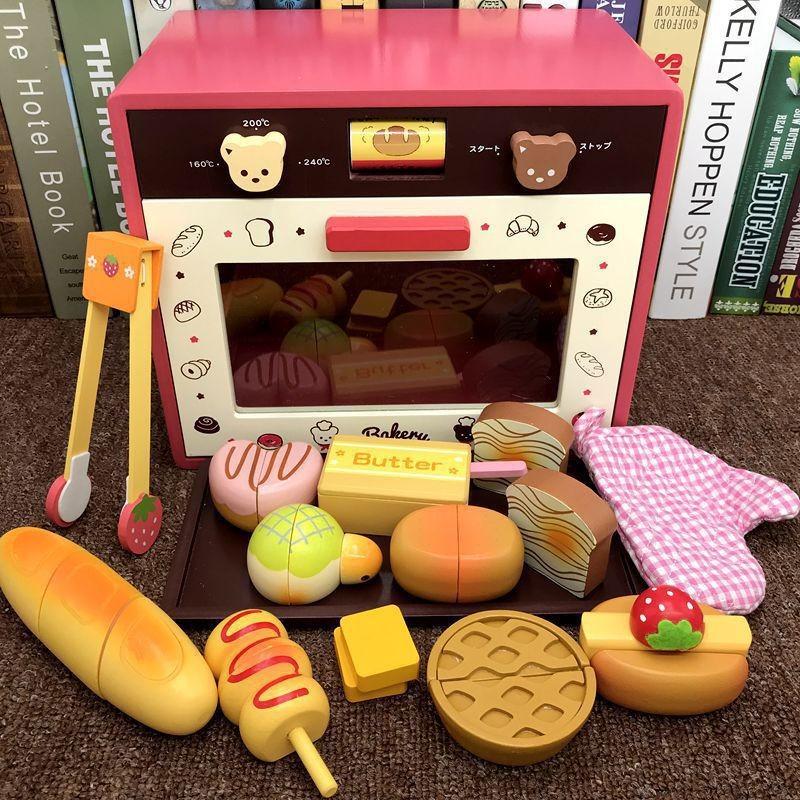 Children's Early Education Educational Simulation Play-house Microwave Oven Bread Baking Dessert Package Kitchen Wooden Toys