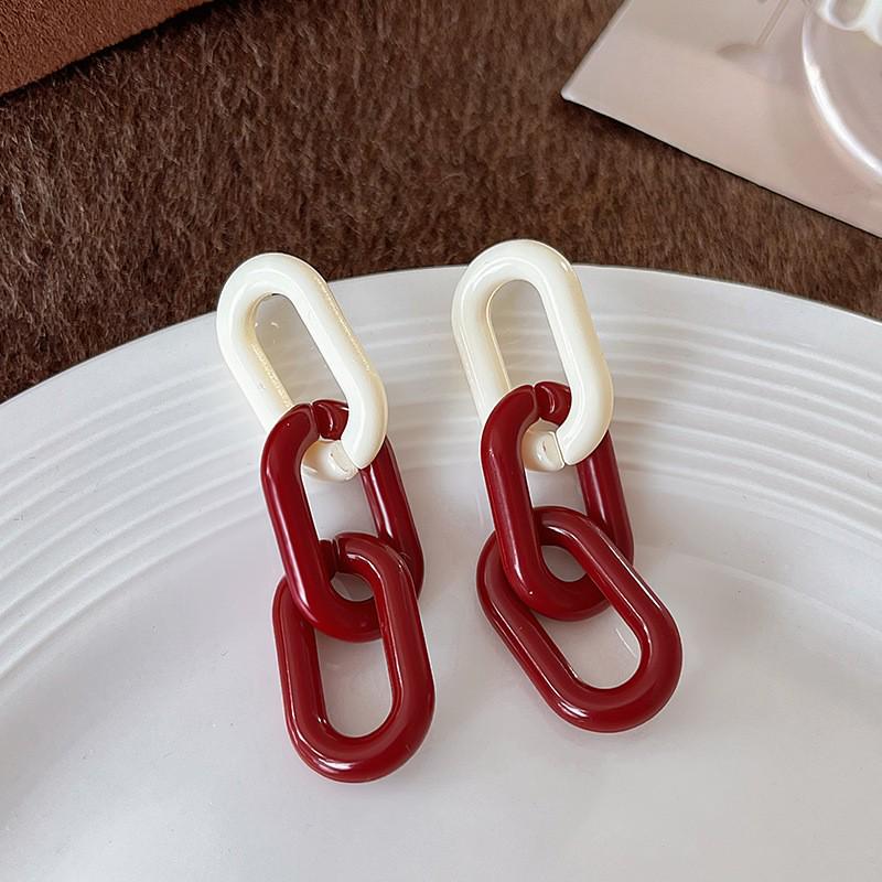 Серьги-клипсы в стиле 80-х в гонконгском стиле красного и синего цвета для непроколотых ушей – Высококлассные французские роскошные серьги-кольца