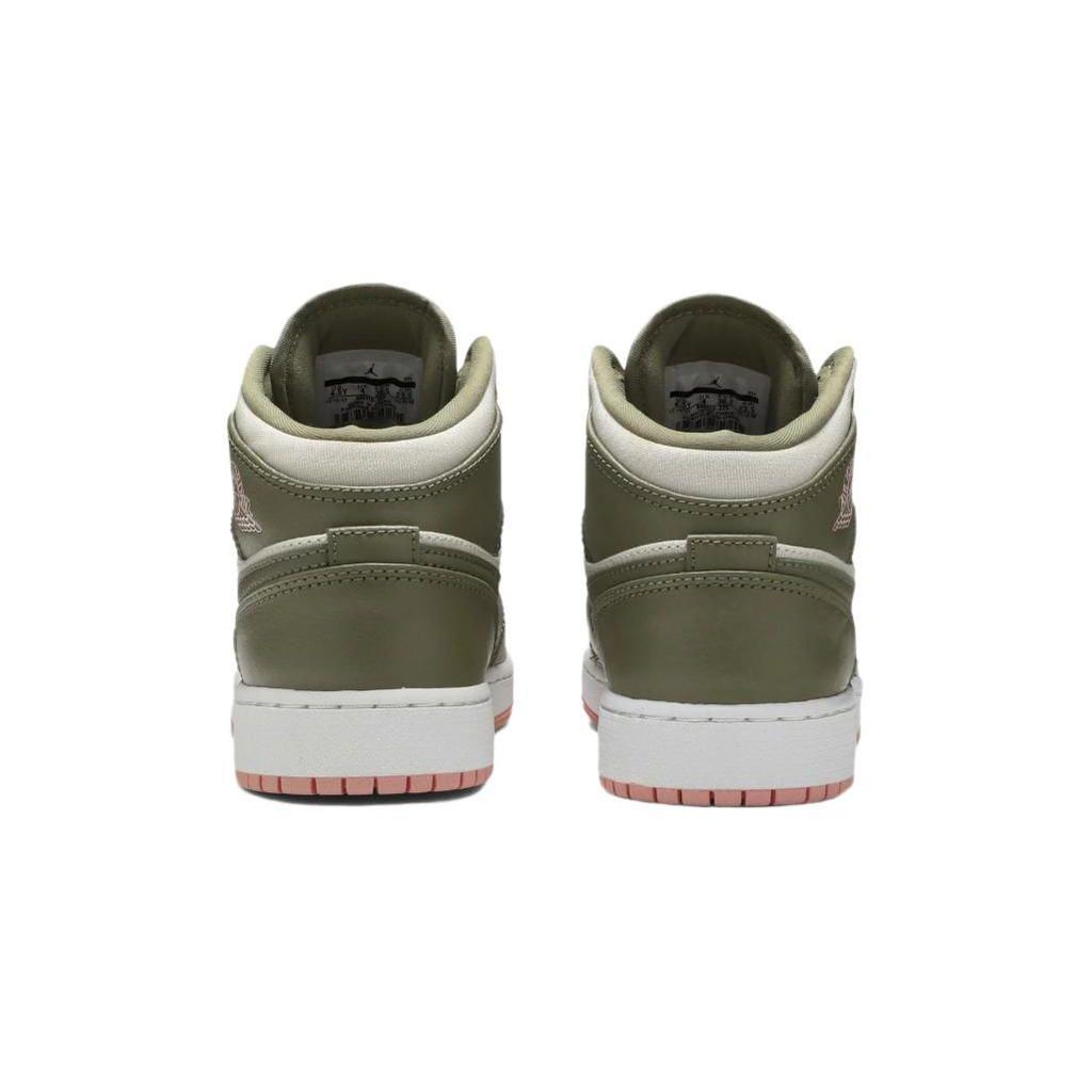 Детские кроссовки Air Jordan 1 Mid GP Trooper Bleached Coral Green Light-Orewood-Brown 640737-225