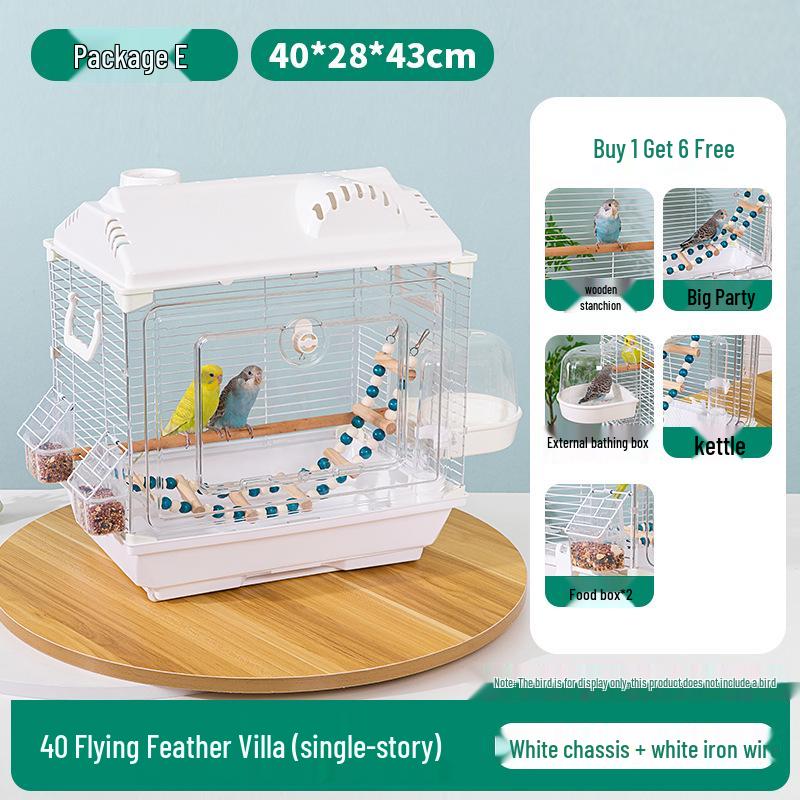 Большая декоративная клетка для волнистых попугайчиков, корелл и зябликов с акриловыми панелями