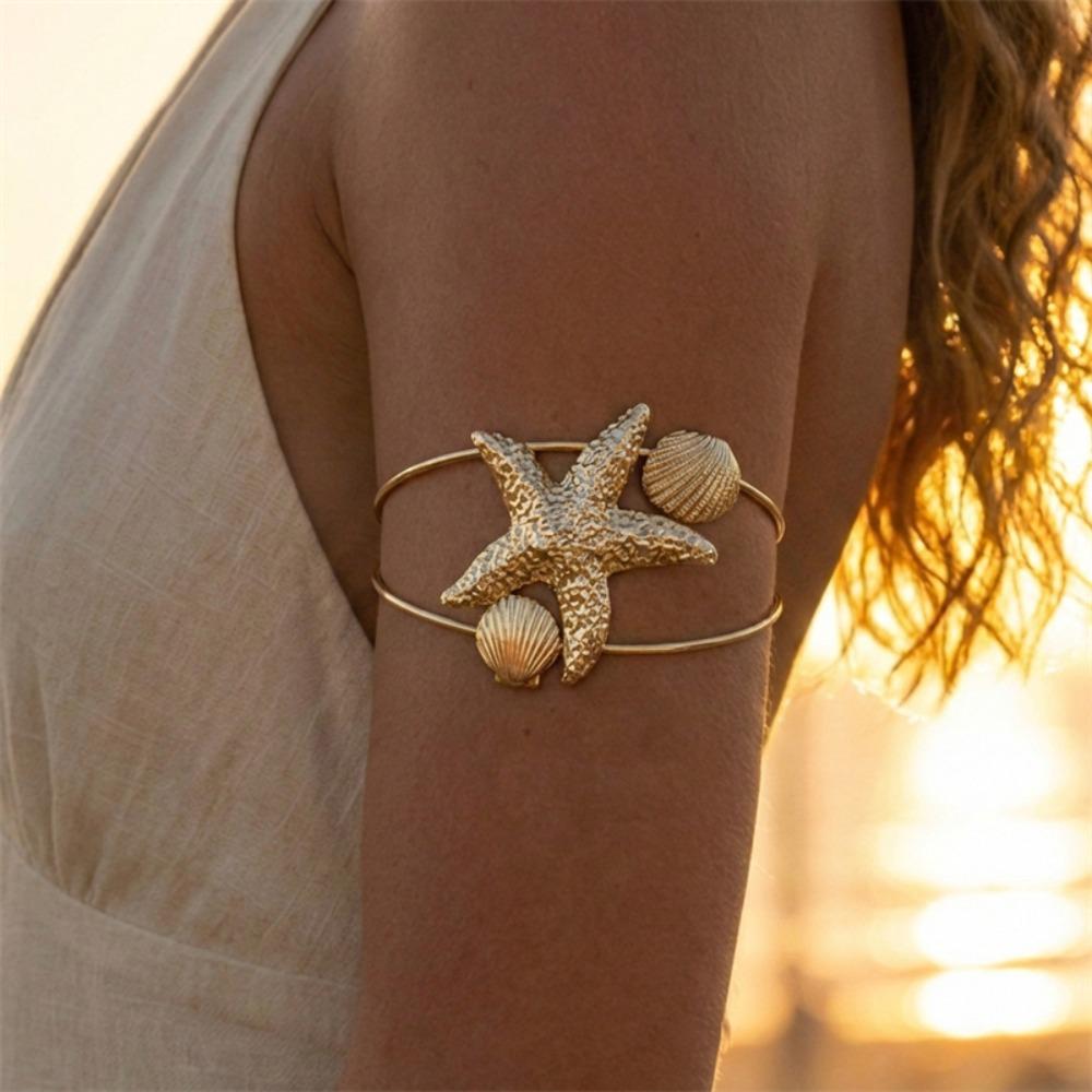 Scallop Shape Arm Cuff Bracelet Adjustable Bangle Bracelet Fashion Starfish Arm Jewelry Women