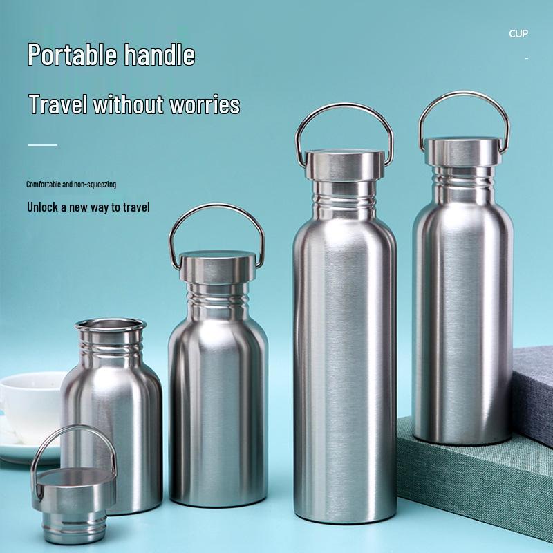 304 Stainless Steel Wide Mouth Sports Water Bottle, Large Capacity with Handle