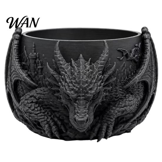 Functional Art Piece 3D Printed Dragon Storage Bowl, Fantasy Desk Organizer for Jewelry Detailed Sculpture Keys and Coins, Decorative Gothic Container