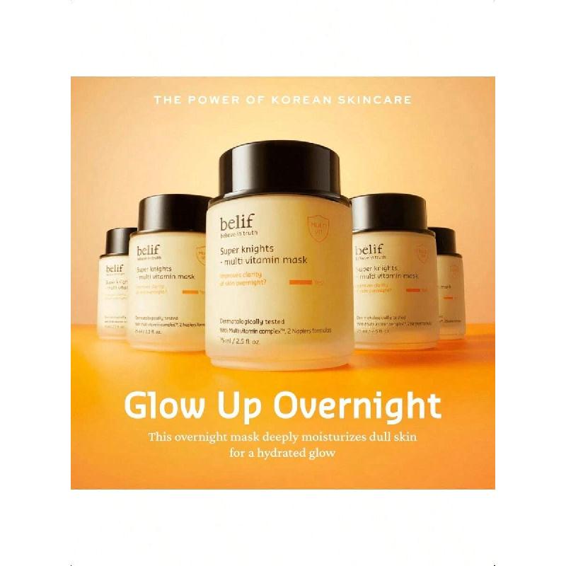 Belif Super Knights Multi Vitamin Mask 75 мл, увлажняющая и омолаживающая ночная маска с комплексом мультивитаминов для придания упругости тусклой коже и ее очищения