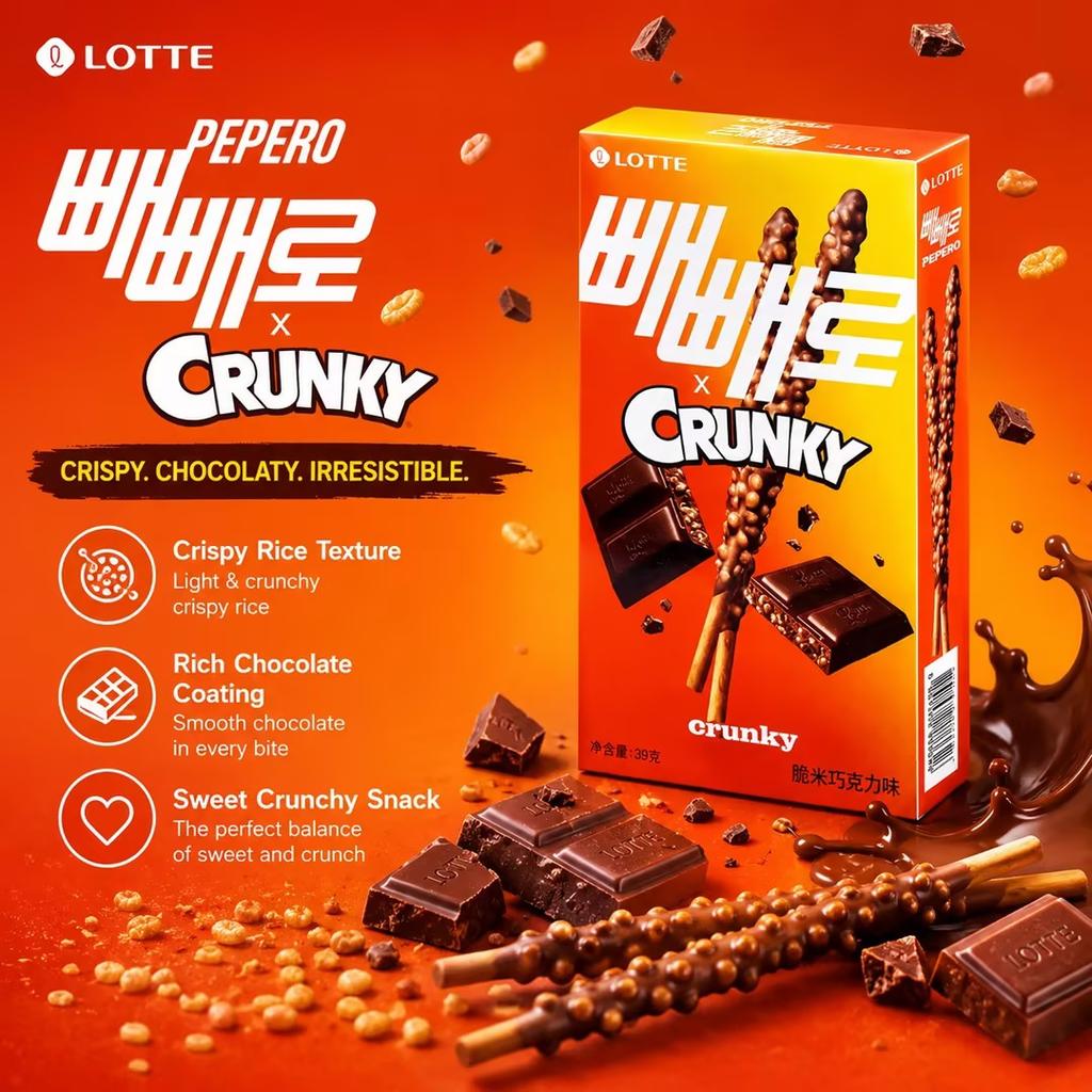 Lotte Пеперо Хрустящие рисовые шоколадные бисквитные палочки 39 г