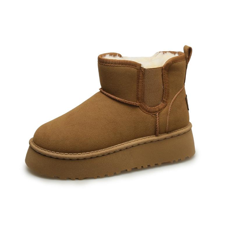 Женские зимние ботинки на толстой подошве, новые зимние с флисовой подкладкой, утепленные, большие размеры, хлопковые ботинки, короткие хлопковые ботинки