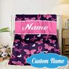 Custom Name Pink Ribbon Courage Blanket bed sofa Blanket Flannel Blanket for Camping, Hiking, Picnic Essentials,gift for Fan family