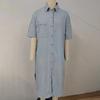 Denim Dress for Women Short Sleeve Jean Dress Button Down Lapel Shirt Dress Summer Midi Shift Dress with Pockets