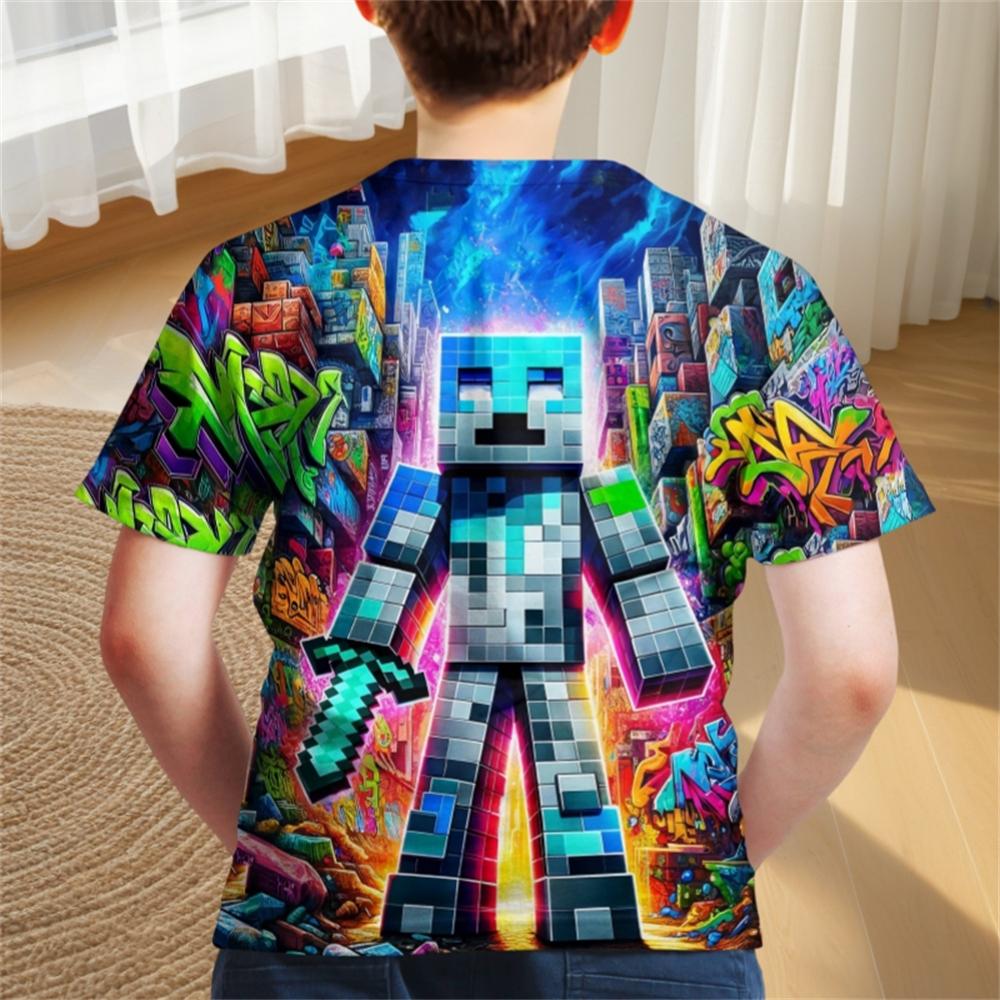 Одежда для мальчиков, детская футболка с круглым вырезом и рисунком из мультфильма