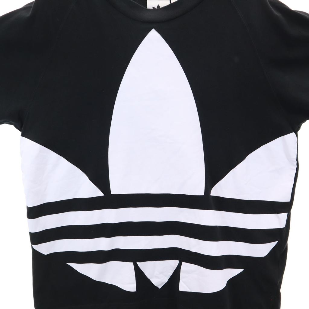 Adidas Originals Футболка с коротким рукавом с большим логотипом Трилистника S черная Мужская Б/У