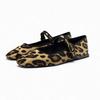 Autumn One Line Strap Super Move Leopard Pattern Square Head Flat Shoes Shallow Shoes Women Shoes 2024