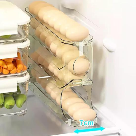 4-х уровневый держатель для яиц в холодильнике, автоматический дозатор для яиц для пищевых продуктов, большая емкость для хранения яиц в холодильнике