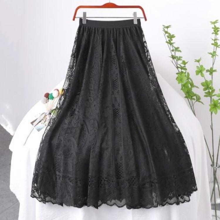 Юбка-полуюбка с вышивкой жаккардового цвета, женская весенняя юбка А-силуэта средней длины с высокой талией