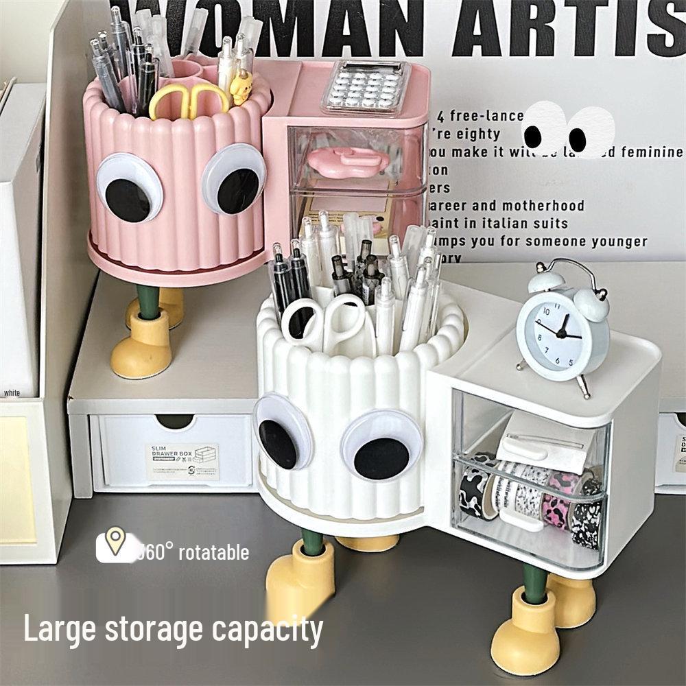 Вращающийся пыленепроницаемый органайзер для косметики: Подставка для кистей для макияжа, Хранение помад и теней для век, Подставка для ручек для стола