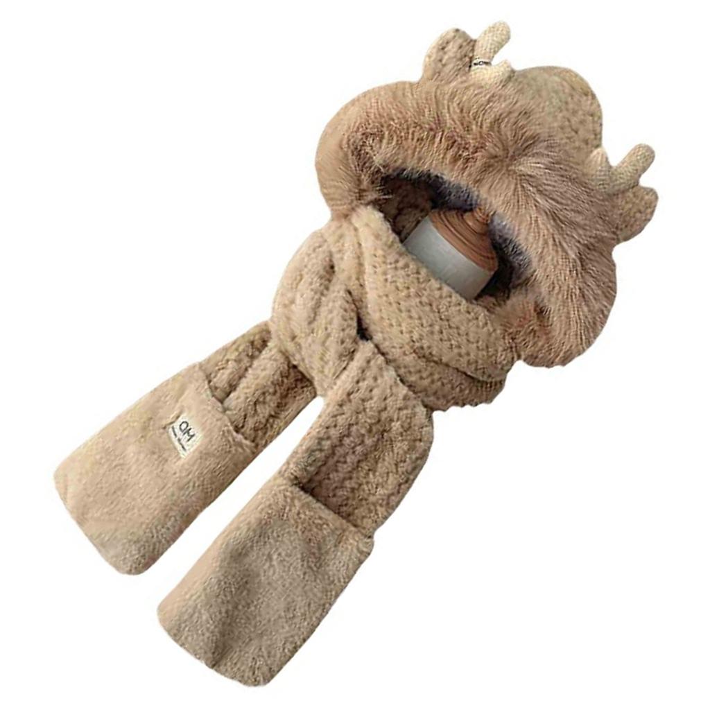 Furry Scarf Hat Gloves Set for Women Outdoor Sports Furry Soft Hat Thickened Headgear Hat for Winter Sports