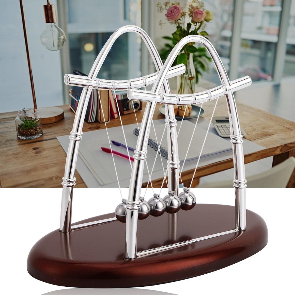 Wooden Base Balance Balls 5 Steel Balls Kinetic Balls Classic Pendulum Ornament Home Decor