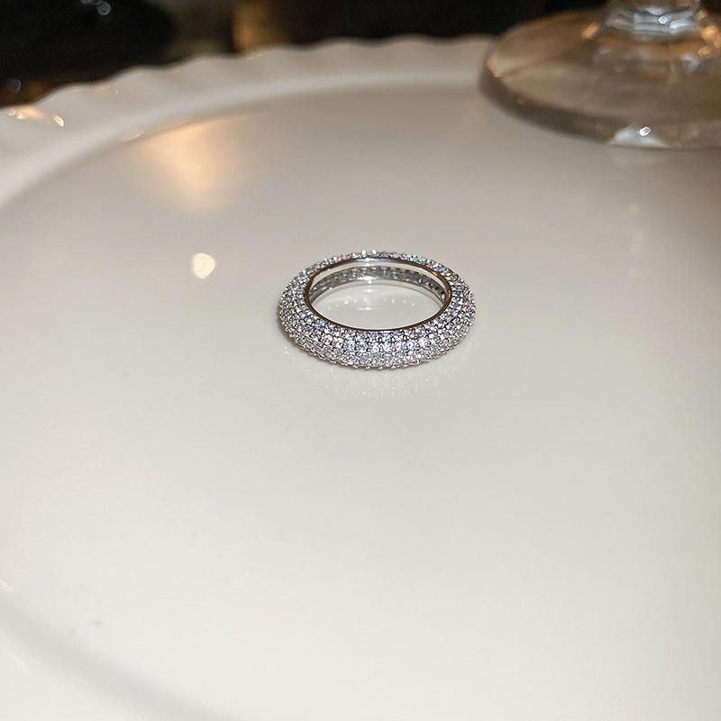 Luxury Zircon Sparkling Diamond Spirit Serpentine Ring Silver Open Ring High Quality Texture Simple and Versatile Trendy Cool Handmade for Women