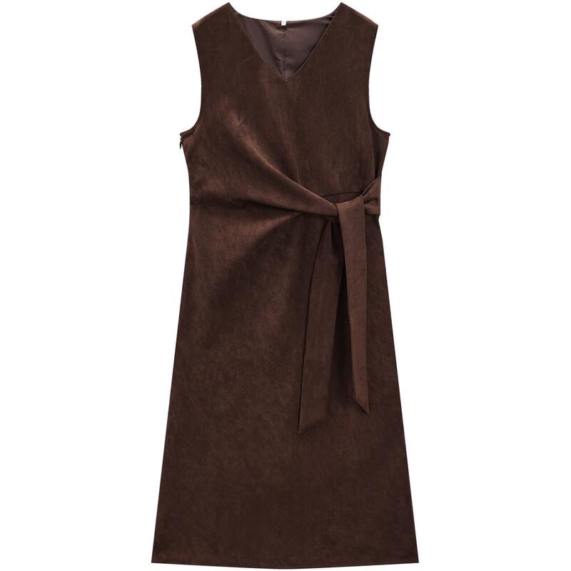 IEF Французское Элегантное Матовое Кожаное Платье-Жилет