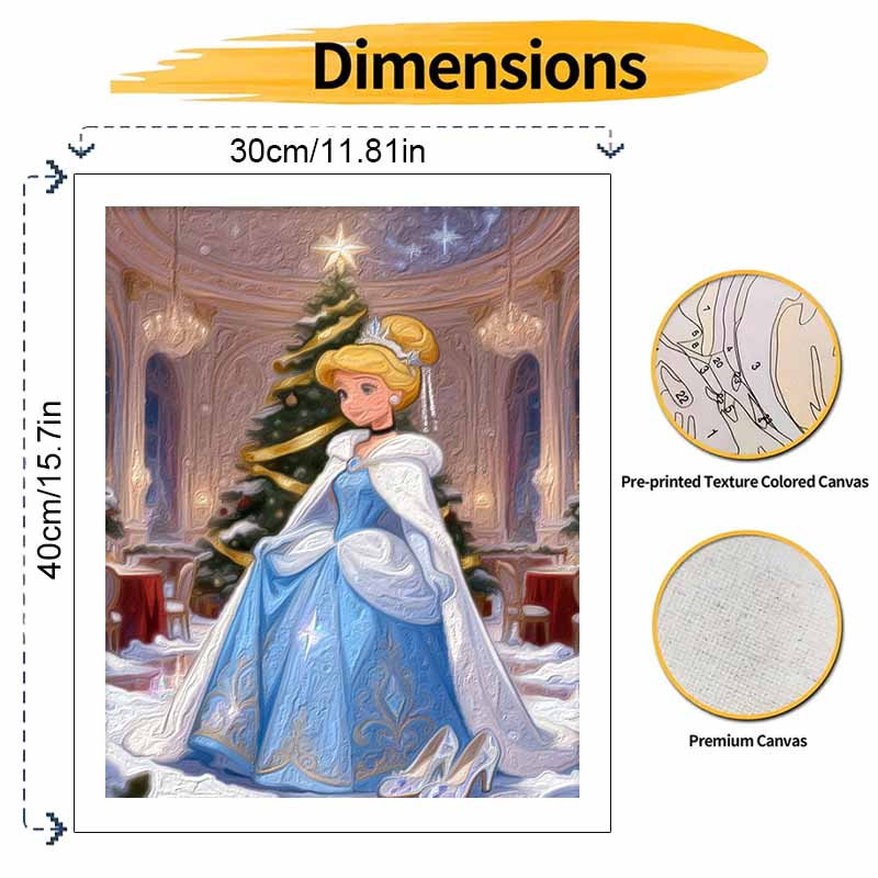 Disney Cinderella Christmas Oil Paint Digital Painting Art Kit FillIn Painting Home Decor