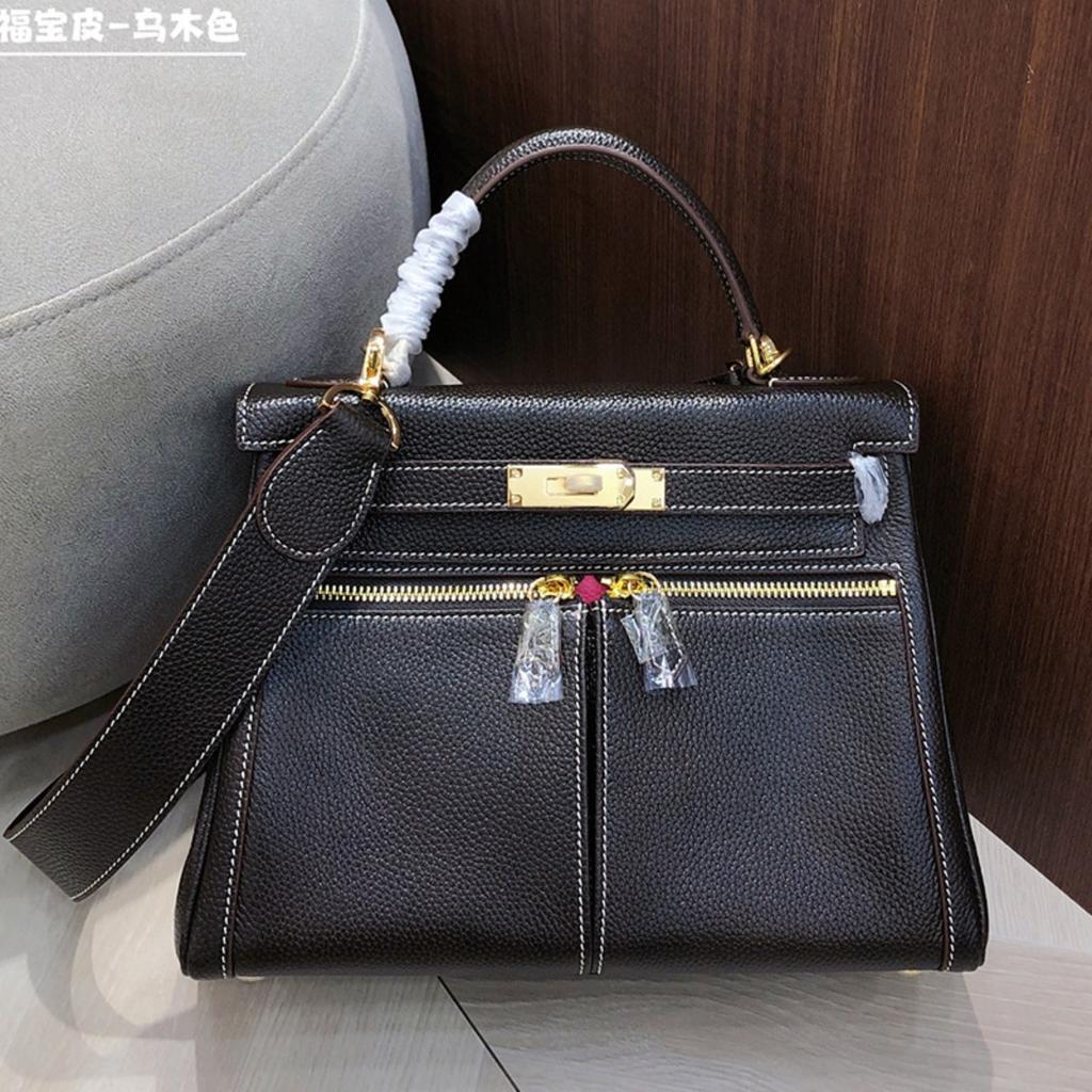 Fubao кожаная лакированная сумка Келли с двойной молнией 28 ручная сумка премиальная кожаная ручная сумка на плечо