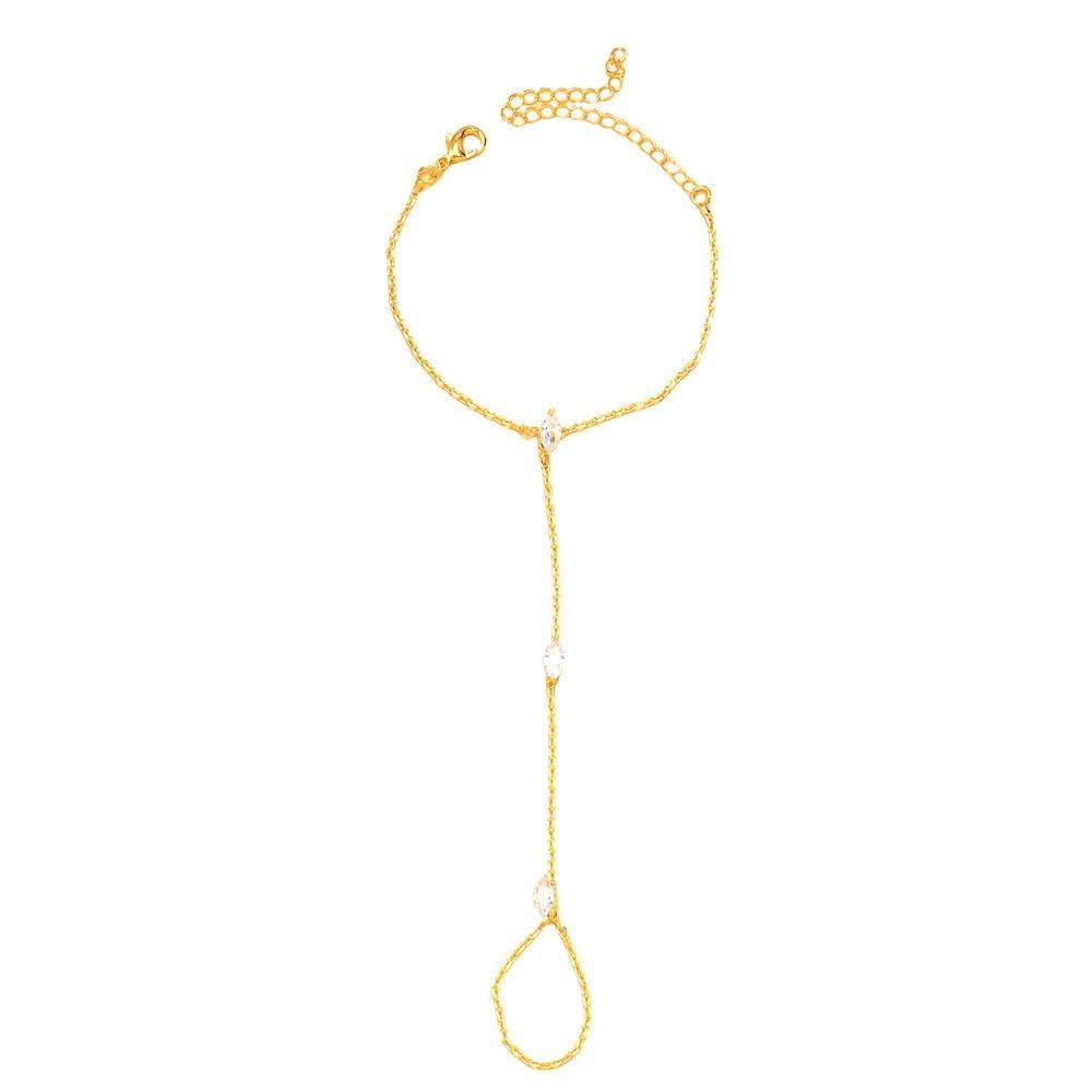 Персонализированный Золотой/Серебряный Кристалл Циркон Браслет Ручные Украшения Женский Тонкая Цепочка Кольцо на Палец Ручная Цепочка Браслет на Палец