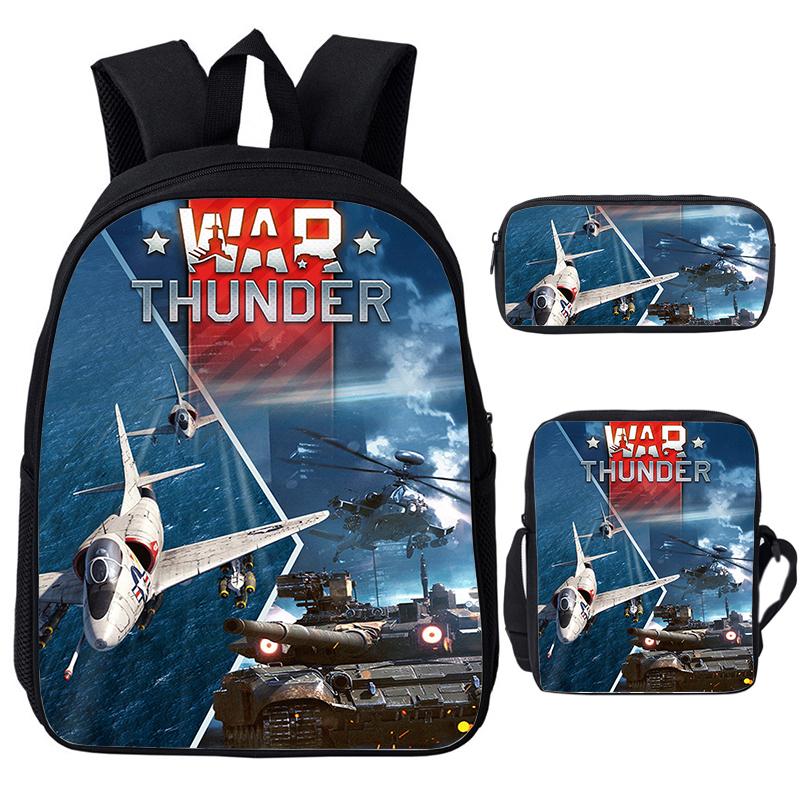 Набор из 3 шт. Игровые Аниме Школьные сумки War Thunder Рюкзаки с принтом Боевые Танки для Школы Подростка Девочек Мальчиков Рюкзак World of Tanks