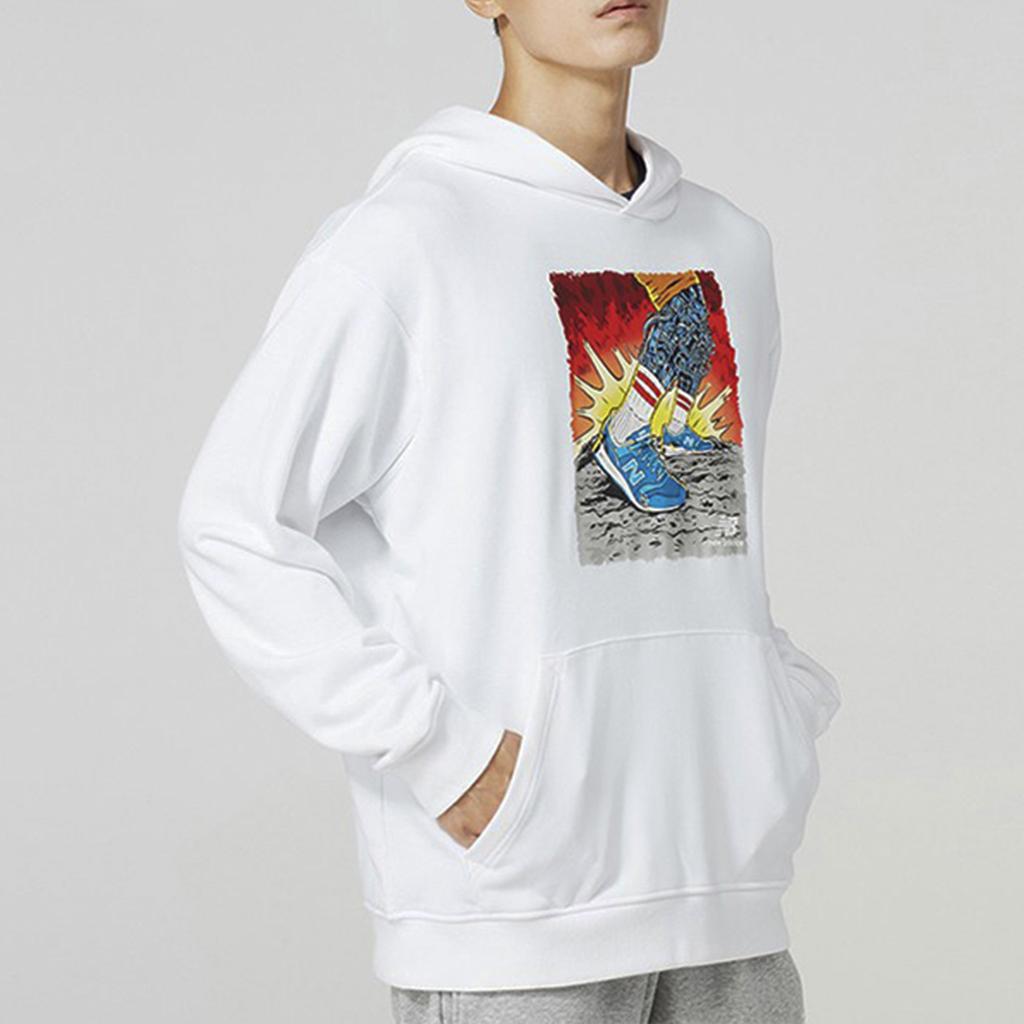 New Balance Толстовки Унисекс Белые С капюшоном Средняя Обычная AMT-93666-WT