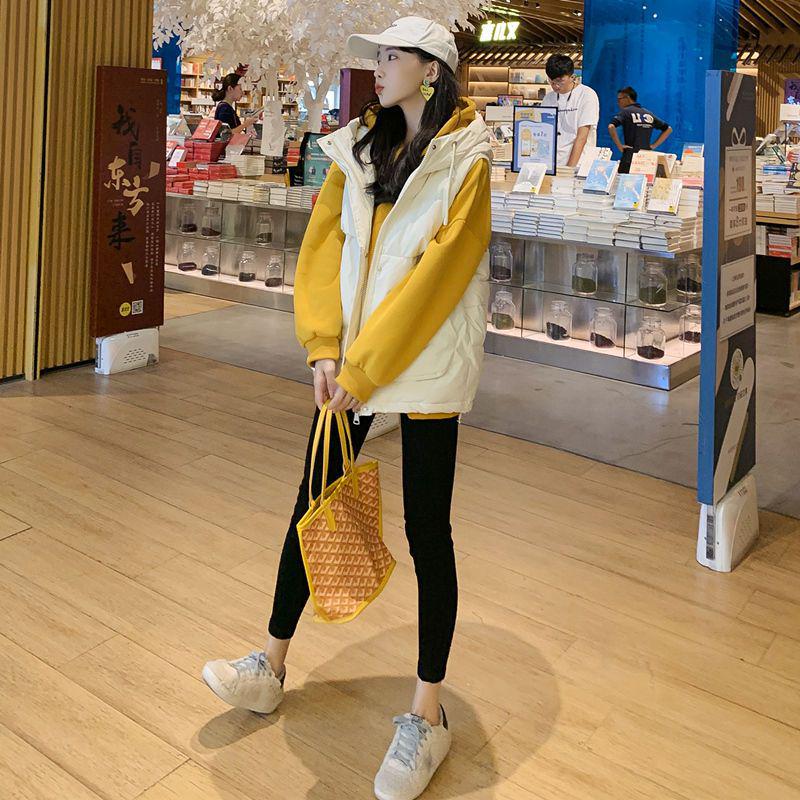 Женский пуховый хлопковый жилет с капюшоном - Новинка 2023 Осень/Зима Модный короткий свободный жилет