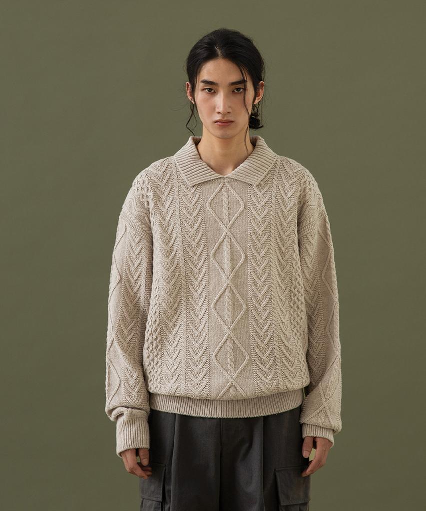ANOTHER OFFICE Fisherman Cable Knit (Oatmeal)