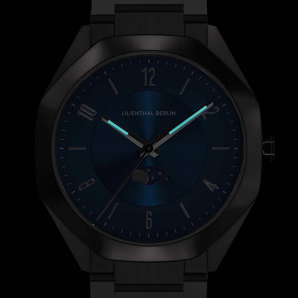 Lilienthal Berlin Moon Phase Made in Wristwatch, Germany, OM1-002-B040FB