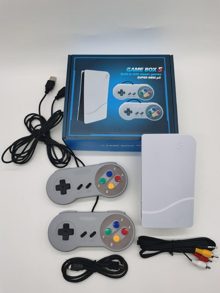 Ностальгическая красно-белая игровая приставка NES для телевизора с мини-контроллером PS5 и AV-кабелем