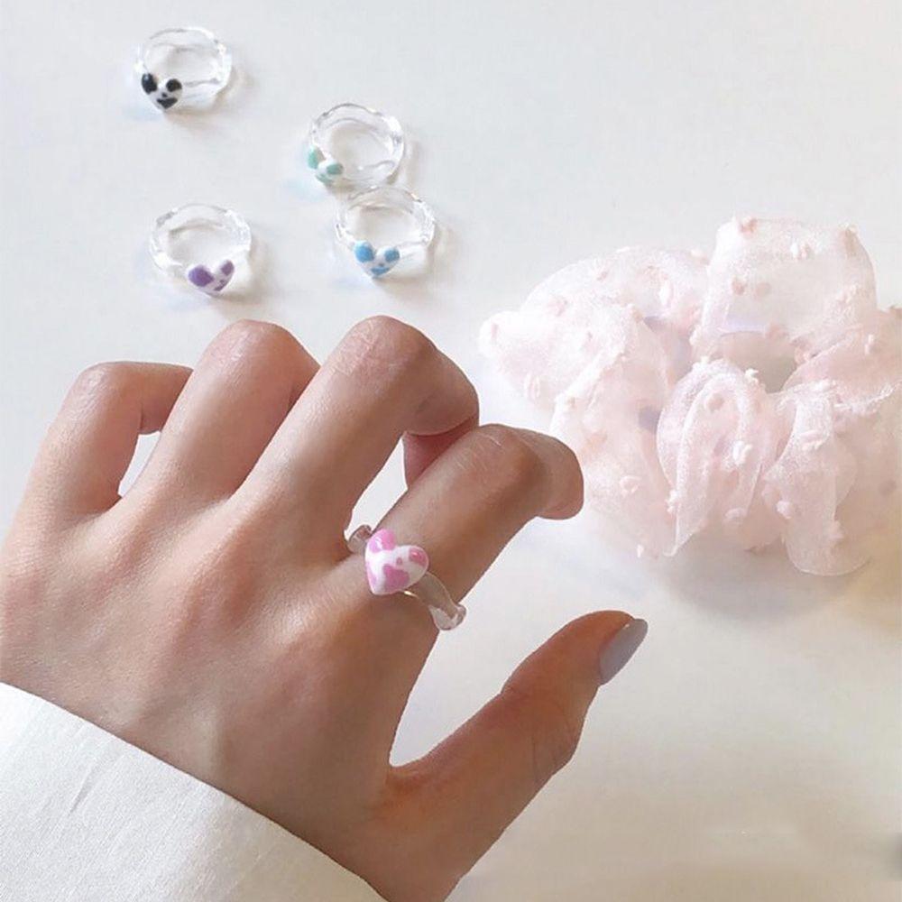 Gift Dream Colorful Leopard Creative Transparent Finger Ring Female Ring Heart Korean Style Ring