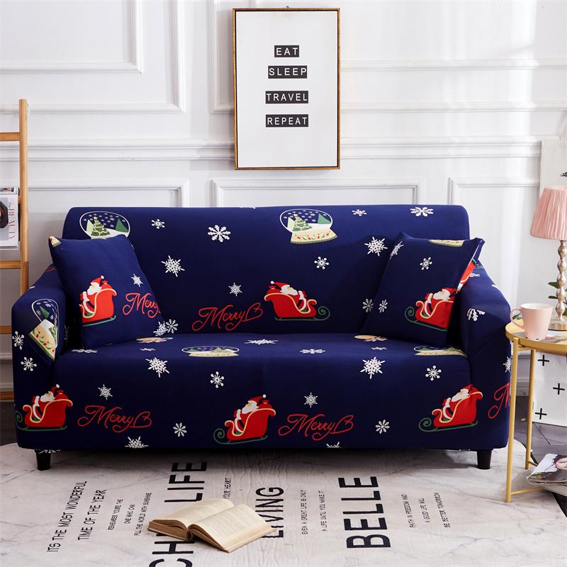 Рождественские эластичные чехлы для дивана для гостиной Funda Sofa Чехол для дивана Защитник для кресла Универсальные накидки на диван Рождественский домашний декор
