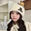 Шерстяная шапка для женщин на осень и зиму, корейский стиль, шапка-баотоу от холода, плюс бархат для сохранения тепла ушей и подчеркивающая маленький овал лица, шерстяная шапка