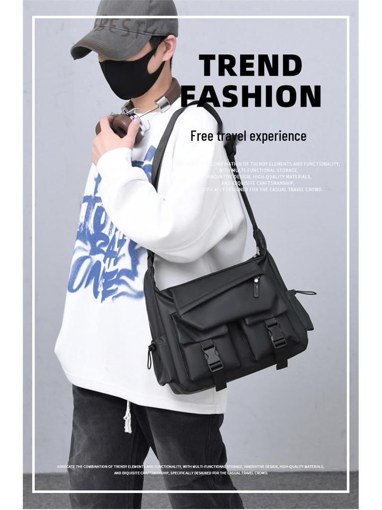 Модная универсальная мужская сумка кроссбоди: Текстура кожи, Рабочий стиль, Большая вместимость