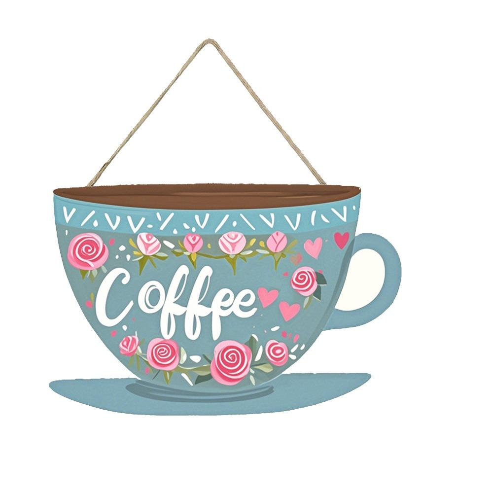 Vintage Coffee Shop Signage Wooden Wall Hanging Wall Decoration Coffee Cup Doorplate  Home
