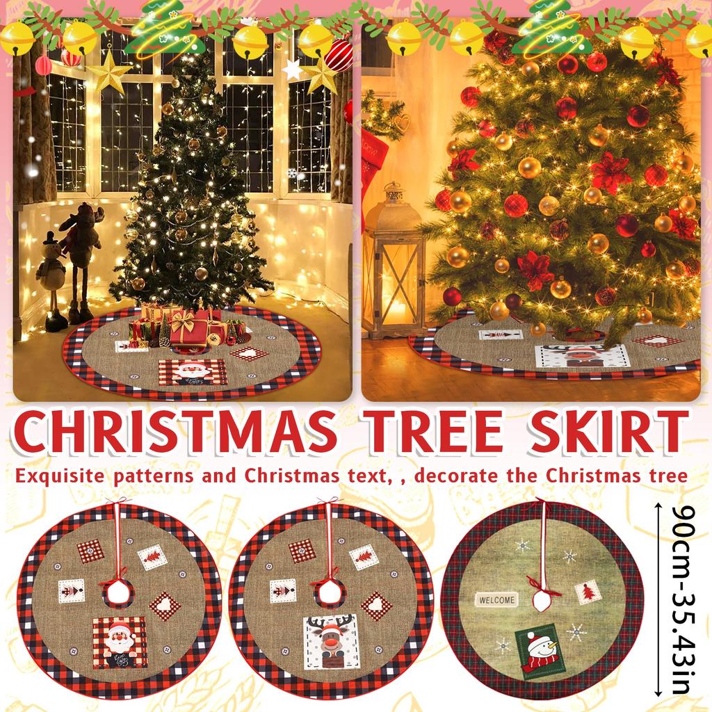 Christmas Tree Skirt Creative Exquisite Printing Santa Clauss Tree Bottom Decoration Christmas Supplies Ornaments