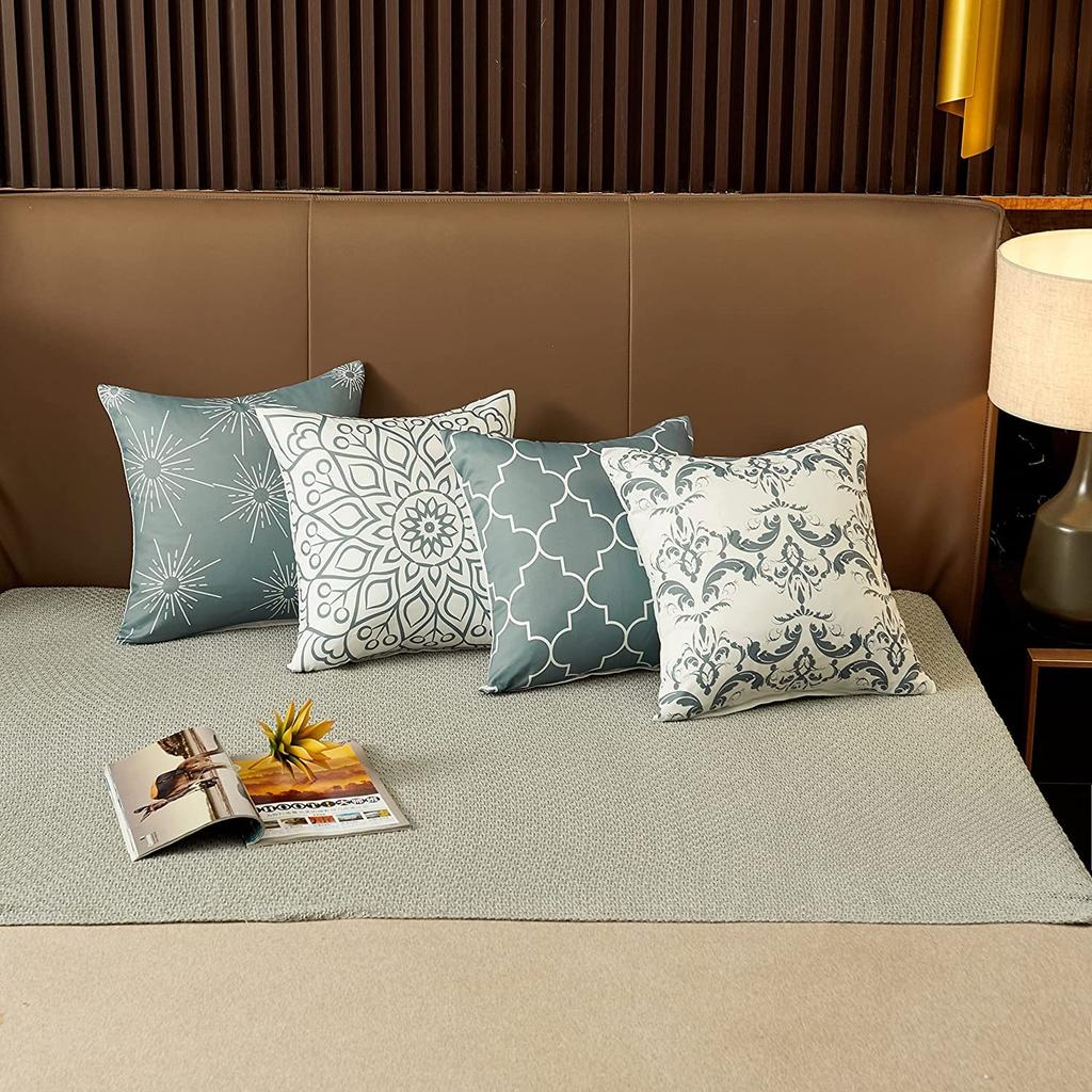 Pknoclan Декоративная подушка Нордический диван Набор задних подушек Простые Декоративные Современные Наволочки для интерьера Серые Чехлы, 45x45 см, Чехлы, 4, Мягкий, Стильный,