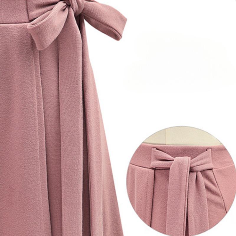 Женская сплошная цветная юбка с запахом спереди и завязкой на узле с рюшами по подолу и разрезом юбки Длинные юбки в стиле бохо Повседневная юбка ниже колена с высокой эластичной резинкой на талии для вечеринок и праздников