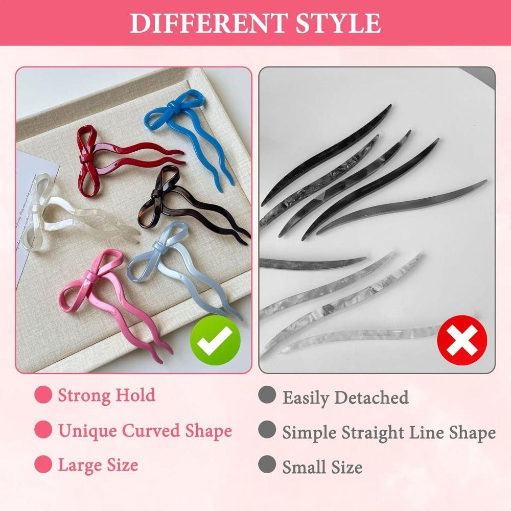 Acrylic Bow Hair Pin Candy Color Wavy Hairpins New French Hair Pin Hairpin Accessories